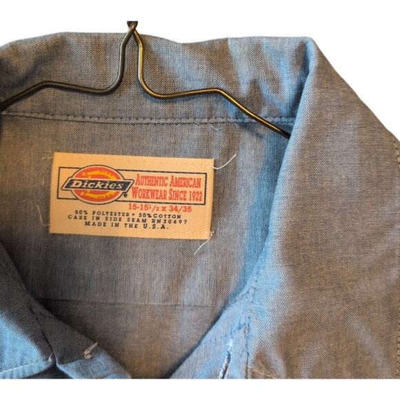 Vintage Dickies Blue Jean Denim Button Up Shirt Size Small Workwear - Picture 3 of 4